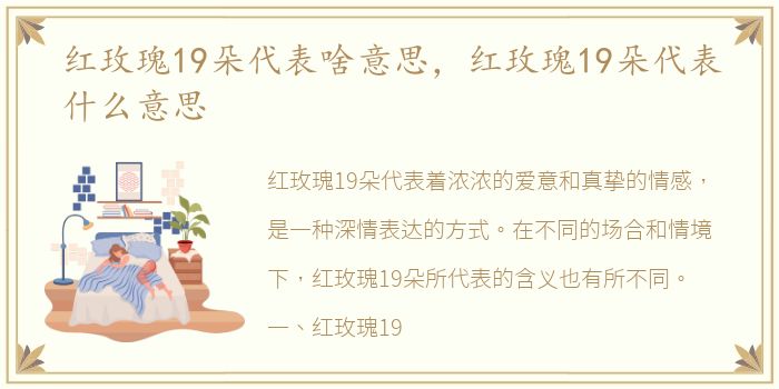 红玫瑰19朵代表啥意思，红玫瑰19朵代表什么意思