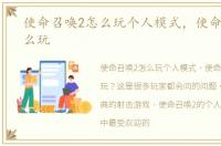 使命召唤2怎么玩个人模式，使命召唤2怎么玩
