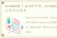 windows8.1 pro的介绍，windows 8 pro vl是什么版本