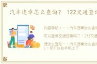 汽车违章怎么查询？ 122交通查询违章