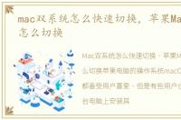 mac双系统怎么快速切换，苹果Mac双系统怎么切换