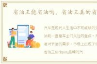 省油王能省油吗，省油王真的省油吗