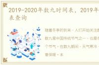 2019-2020年数九时间表，2019年数九时间表查询