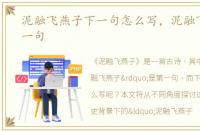 泥融飞燕子下一句怎么写，泥融飞燕子下一句