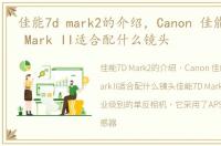 佳能7d mark2的介绍，Canon 佳能 EOS 7D Mark II适合配什么镜头
