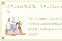 汽车上scr啥意思，汽车上的scr是什么意思