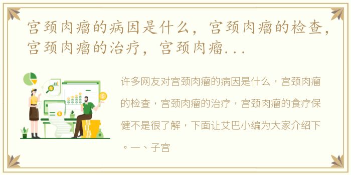 宫颈肉瘤的病因是什么，宫颈肉瘤的检查，宫颈肉瘤的治疗，宫颈肉瘤的食疗保健