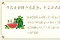 什么是云服务器服务，什么是云服务器