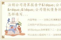 注销公司清算报告中“公司财产状况”“公司债权债务状况”怎样填写？ 一般注销的清算报告模板
