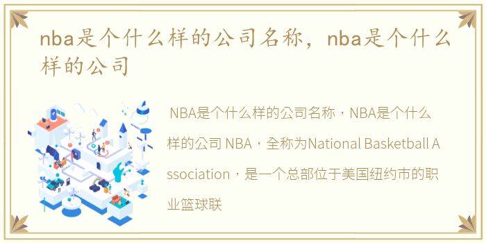 nba是个什么样的公司名称，nba是个什么样的公司