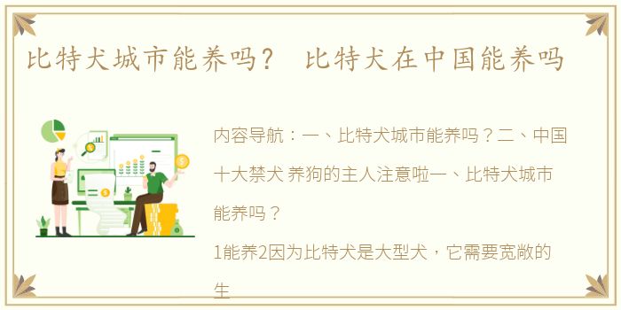 比特犬城市能养吗？ 比特犬在中国能养吗