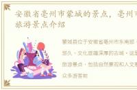 安徽省亳州市蒙城的景点，亳州市蒙城县旅游景点介绍