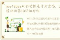 mcy12bgs双驱动桥是什么意思，L298N双H桥驱动器IC详细介绍