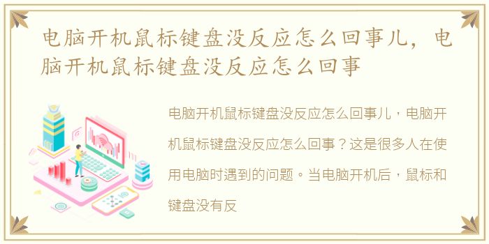 电脑开机鼠标键盘没反应怎么回事儿，电脑开机鼠标键盘没反应怎么回事