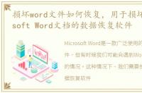 损坏word文件如何恢复，用于损坏的Microsoft Word文档的数据恢复软件