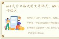 asf是什么格式的文件格式，ASF是什么文件格式