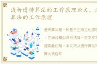浅析遗传算法的工作原理论文，浅析遗传算法的工作原理