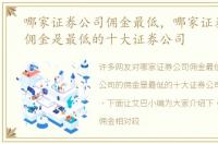 哪家证券公司佣金最低，哪家证券公司的佣金是最低的十大证券公司