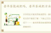 普洱茶能减肥吗，普洱茶减肥方法和功效