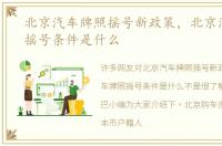 北京汽车牌照摇号新政策，北京汽车牌照摇号条件是什么