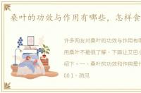 桑叶的功效与作用有哪些，怎样食用桑叶