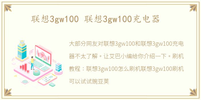 联想3gw100 联想3gw100充电器