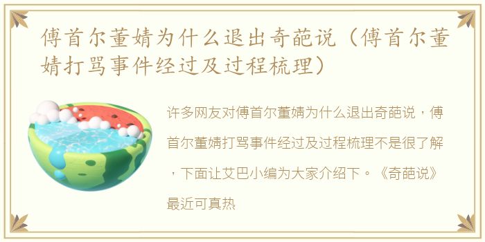 傅首尔董婧为什么退出奇葩说（傅首尔董婧打骂事件经过及过程梳理）