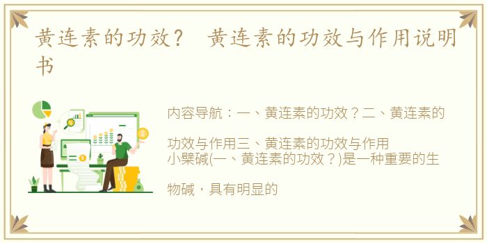 黄连素的功效？ 黄连素的功效与作用说明书