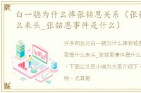 白一骢为什么捧张铭恩关系（张铭恩是什么来头_张铭恩事件是什么）