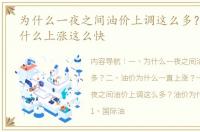 为什么一夜之间油价上调这么多？ 油价为什么上涨这么快