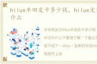 hilux丰田皮卡多少钱，hilux皮卡中文叫什么