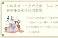东汉最后一个皇帝是谁，东汉12位皇帝列表顺序及在位时间整理