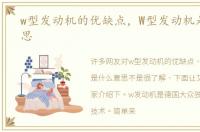 w型发动机的优缺点，W型发动机是什么意思