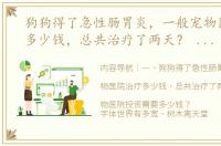 狗狗得了急性肠胃炎，一般宠物医院治疗多少钱，总共治疗了两天？ 投资一家宠物医院需要多少钱