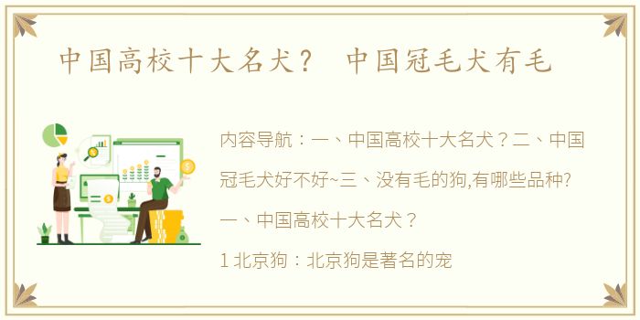 中国高校十大名犬？ 中国冠毛犬有毛