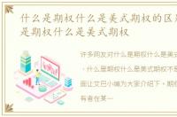 什么是期权什么是美式期权的区别，什么是期权什么是美式期权