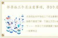 怀孕后三个月注意事项，孕3个月胎教