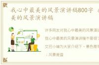 我心中最美的风景演讲稿800字 我心中最美的风景演讲稿