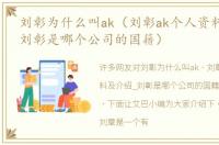 刘彰为什么叫ak（刘彰ak个人资料及介绍_刘彰是哪个公司的国籍）