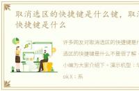 取消选区的快捷键是什么键，取消选区的快捷键是什么