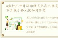 u盘打不开并提示格式化怎么修复，U盘打不开提示格式化如何修复