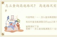 怎么查询高速路况？ 高速路况实时查询app