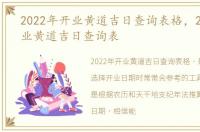 2022年开业黄道吉日查询表格，2022年开业黄道吉日查询表
