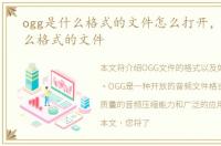ogg是什么格式的文件怎么打开，ogg是什么格式的文件