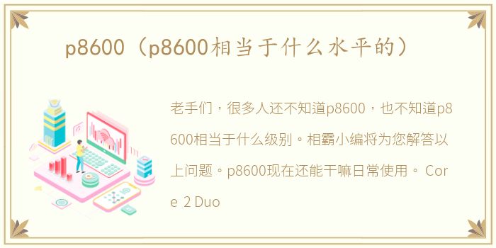 p8600（p8600相当于什么水平的）