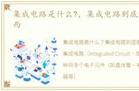 集成电路是什么?，集成电路到底是什么东西