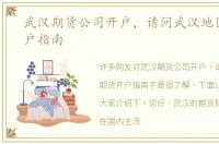 武汉期货公司开户，请问武汉地区期货开户指南