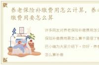 养老保险补缴费用怎么计算，养老保险补缴费用要怎么算