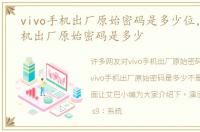 vivo手机出厂原始密码是多少位，vivo手机出厂原始密码是多少