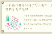 手机微信转账转错了怎么追回，微信转账转错了怎么追回